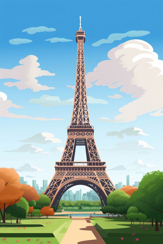 Eiffel Tower tower architecture building. AI generated Image by rawpixel.