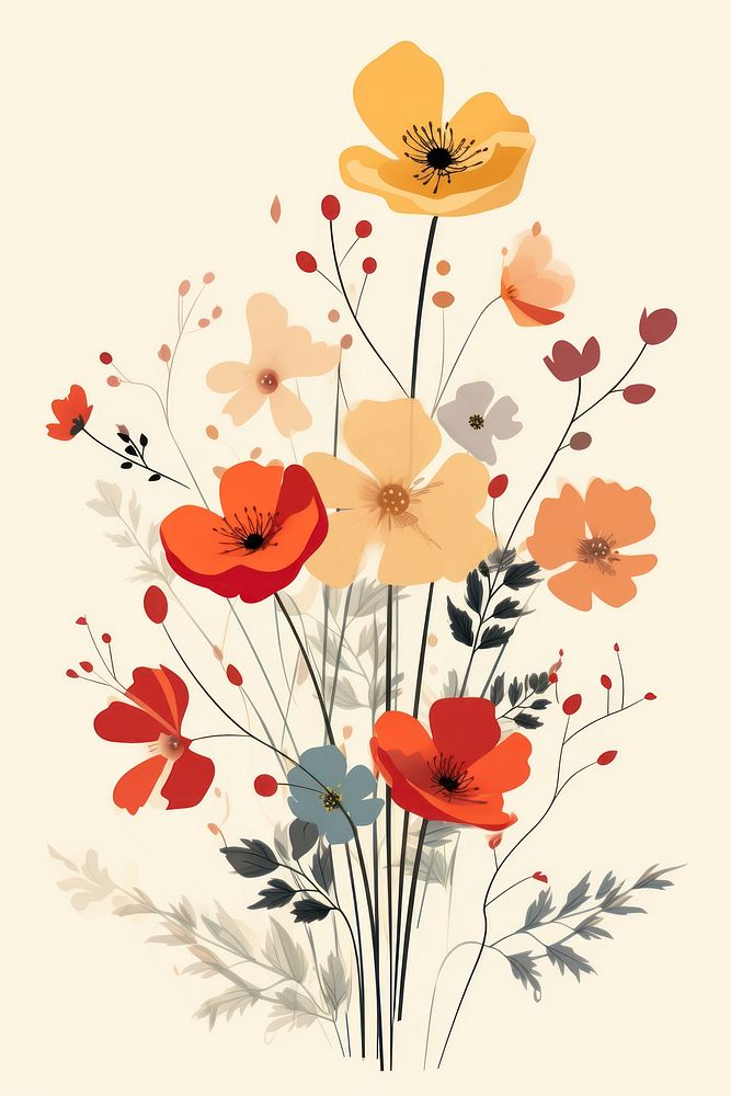 Colorful wildflower art painting pattern. AI generated Image by rawpixel.