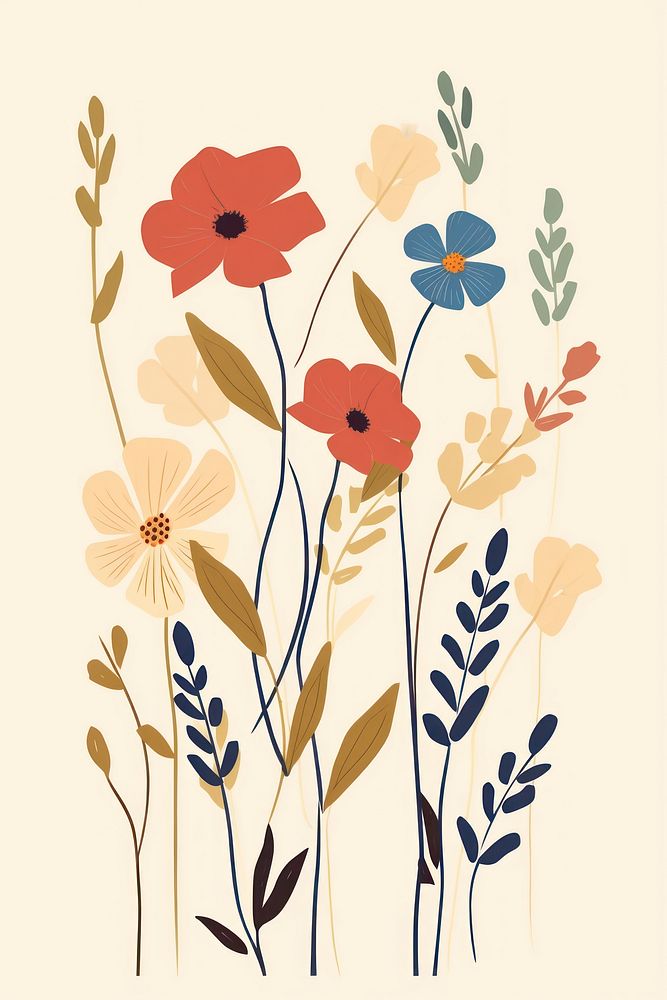 Colorful wildflower art pattern plant. AI generated Image by rawpixel.