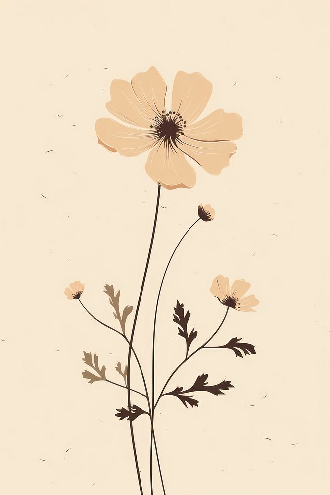 Wildflower pattern drawing sketch. AI generated Image by rawpixel.