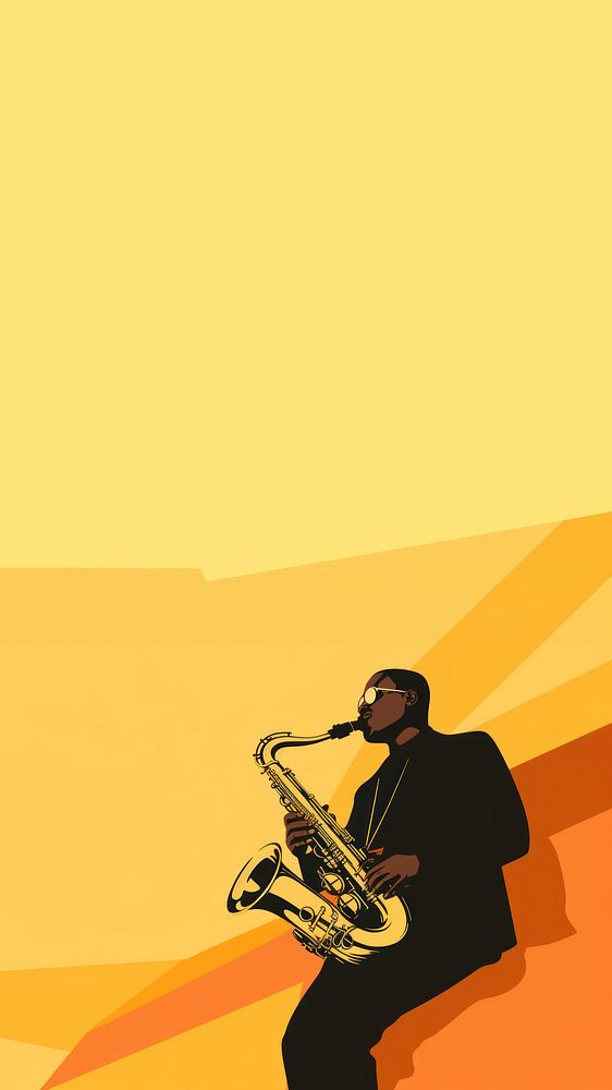 Aesthetic illustration of a black people playing saxophone. AI generated Image by rawpixel. 