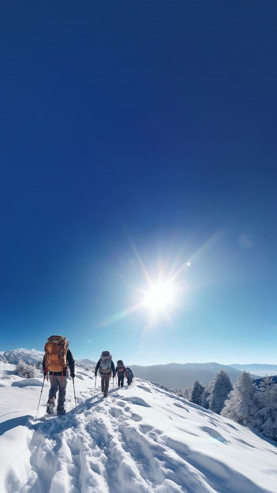 Hiking snow recreation adventure. AI generated Image by rawpixel.
