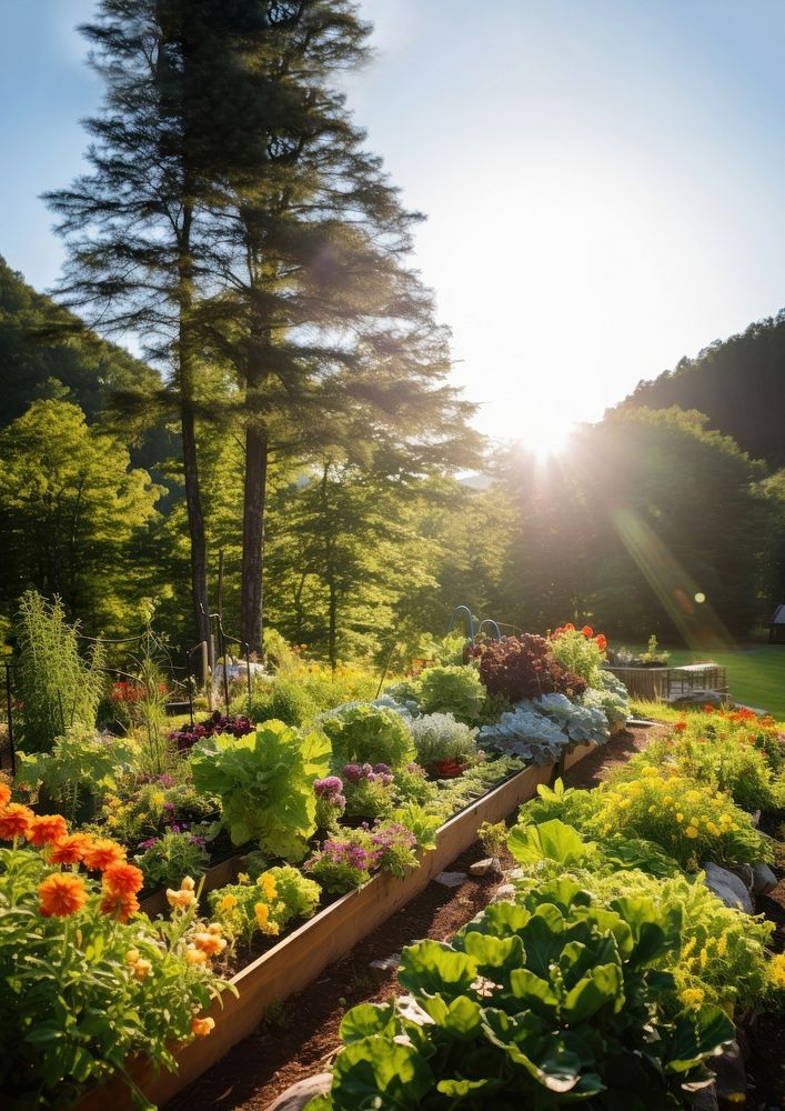 photo of a garden growing all summer long at farm. 