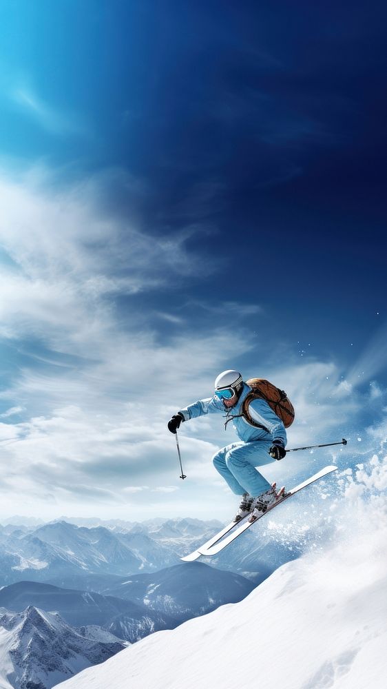 Skiing sports recreation outdoors. AI generated Image by rawpixel.