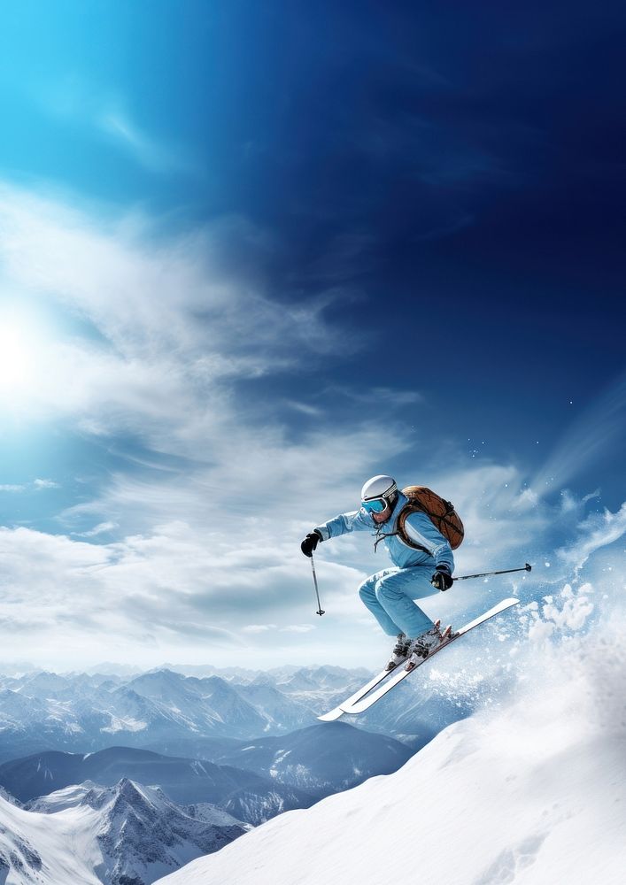 Skiing sports recreation outdoors. AI generated Image by rawpixel.