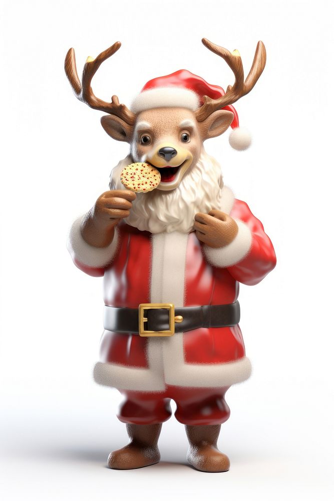 Deer santa christmas figurine white background. AI generated Image by rawpixel.
