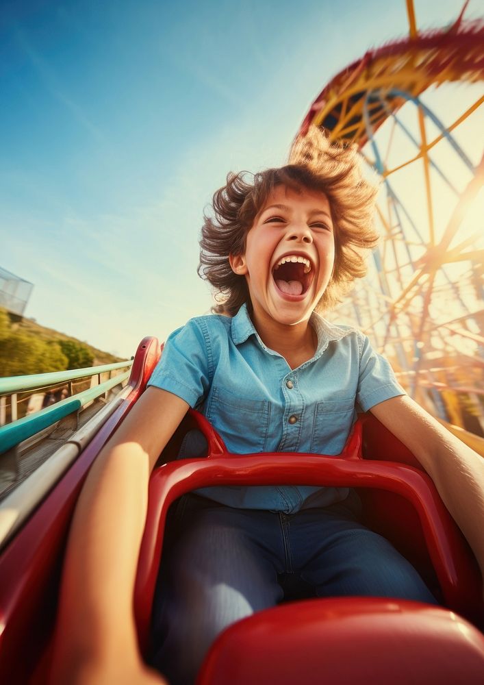 Laughing happy park roller coaster. AI generated Image by rawpixel.