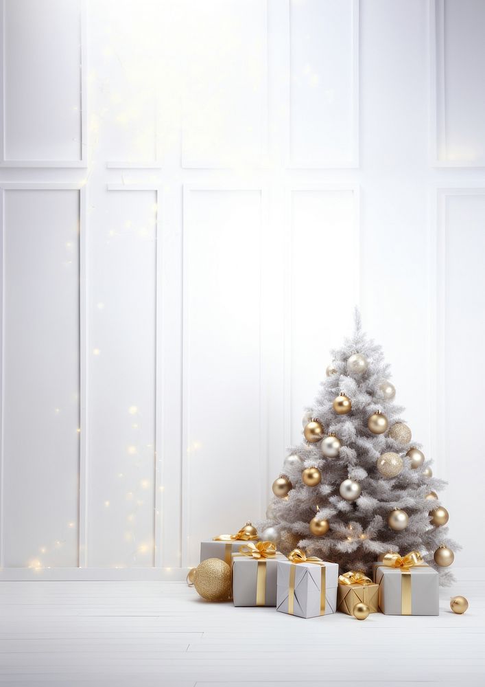 Christmas white gift tree. AI generated Image by rawpixel.