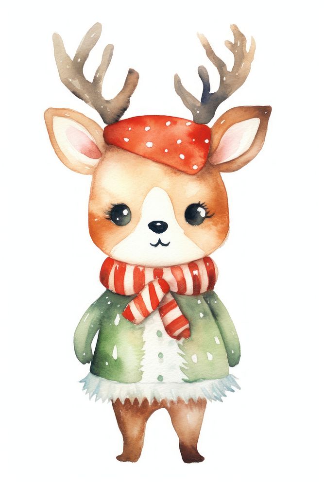 Christmas animal cartoon mammal winter. AI generated Image by rawpixel.