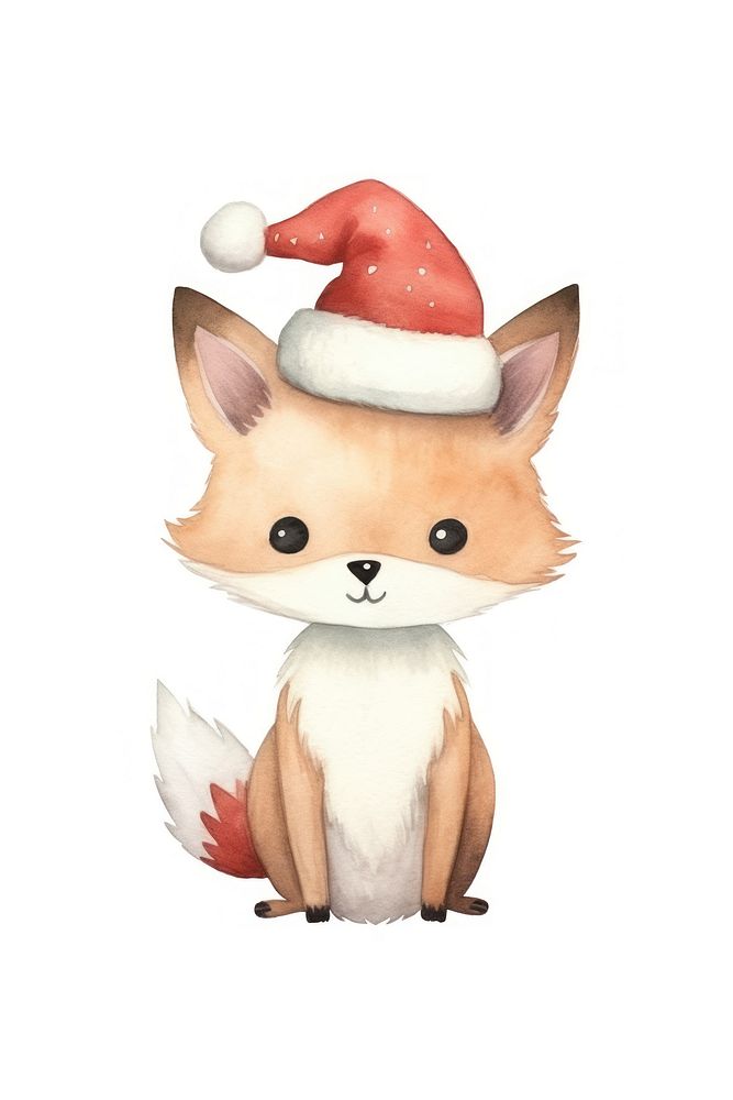 Christmas animal cartoon cute white background. AI generated Image by rawpixel.