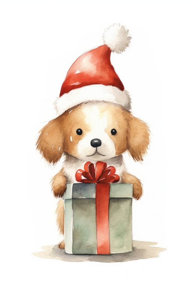 Dog holding christmas present cartoon cute toy. AI generated Image by rawpixel.