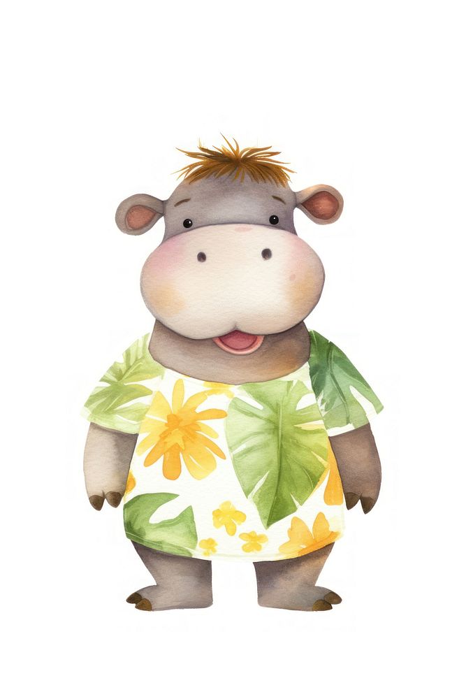 Hippo cartoon nature cute. AI generated Image by rawpixel.