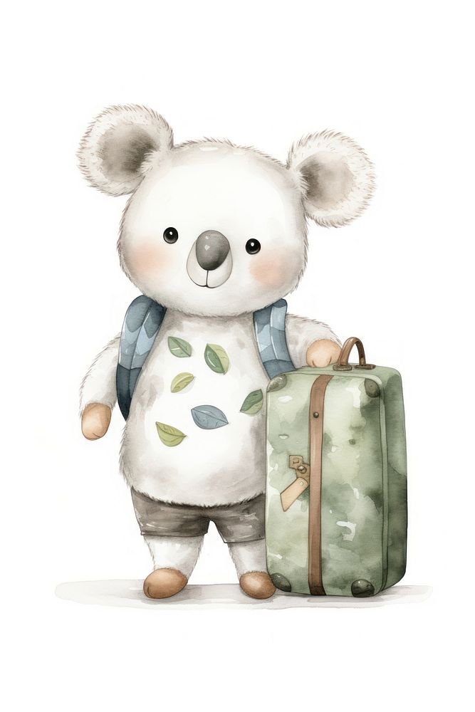 Koala luggage suitcase cartoon. AI generated Image by rawpixel.