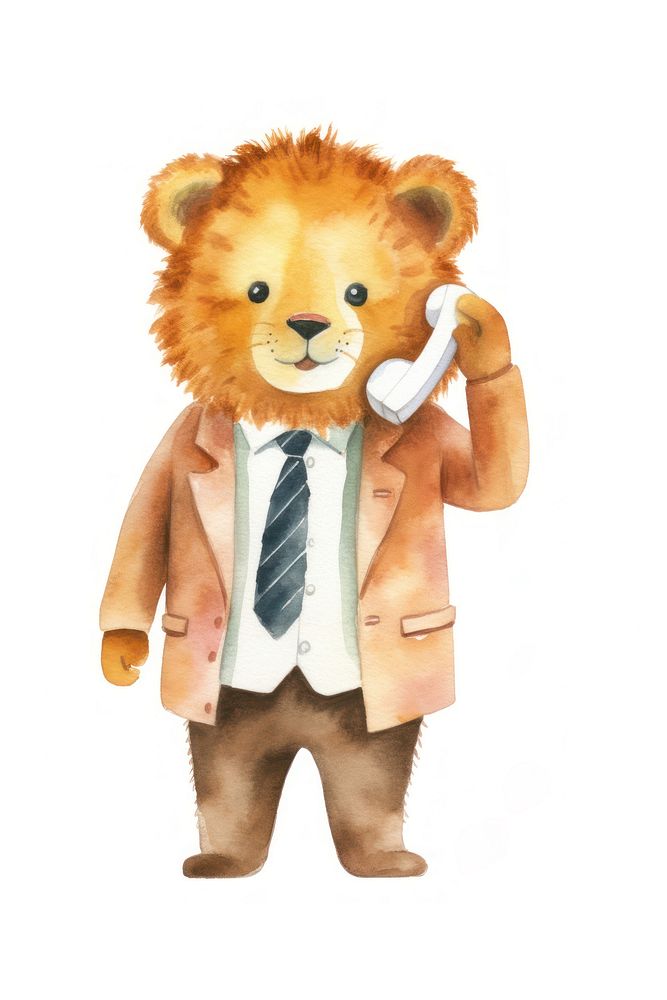 Lion telephone cartoon mammal. AI generated Image by rawpixel.