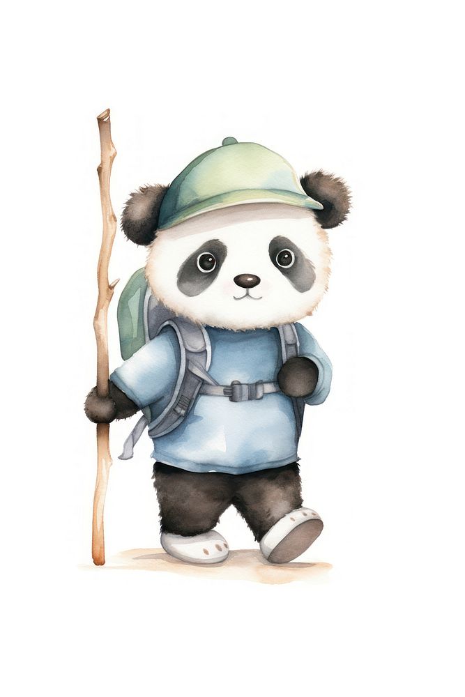 Panda cartoon cute white background. AI generated Image by rawpixel.