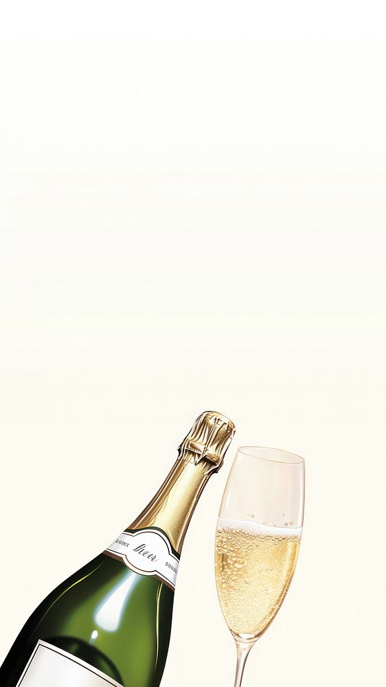 Champagne bottle and glass. AI generated Image by rawpixel.