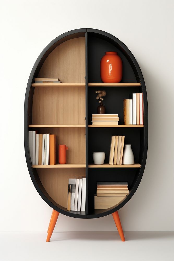 Oval cabinet furniture sideboard bookshelf. AI generated Image by rawpixel.
