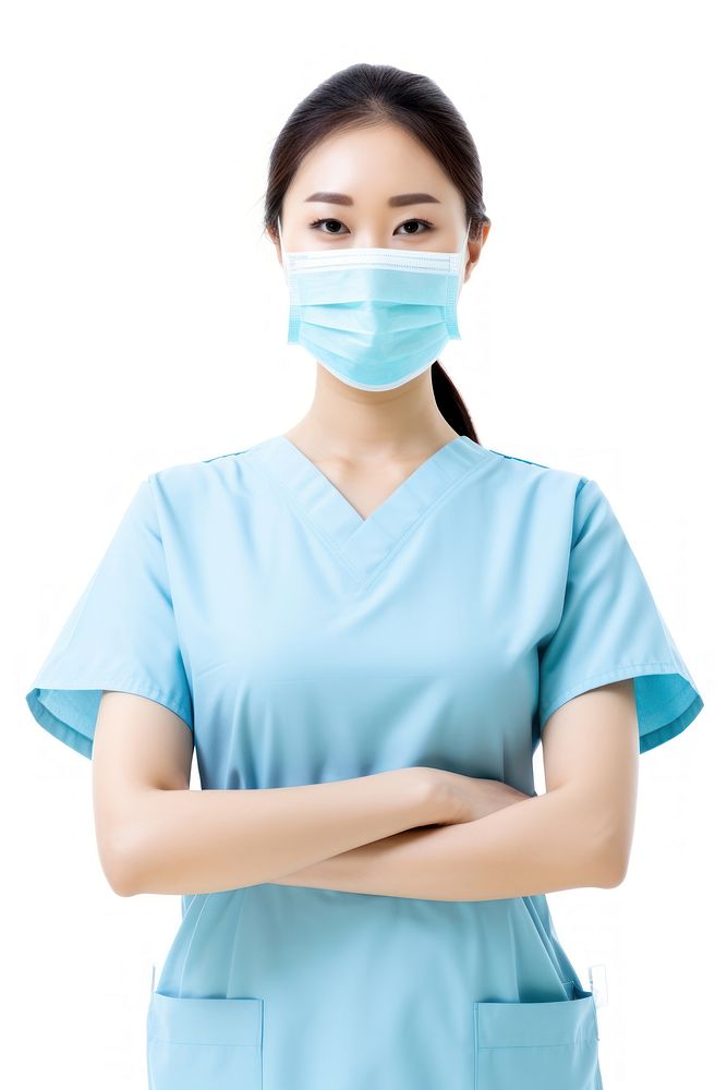 Asian nurse portrait adult white background. AI generated Image by rawpixel.