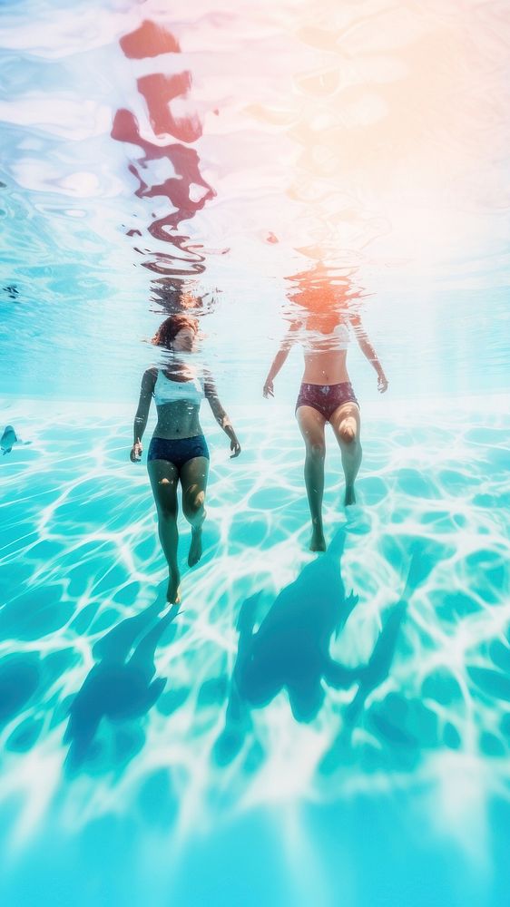 Couple swimming, underwater shot. AI generated Image by rawpixel.