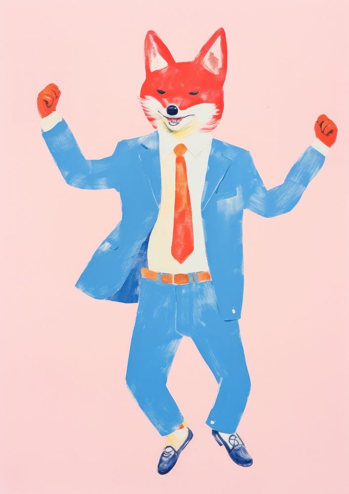 Cream fox art painting necktie. AI generated Image by rawpixel.