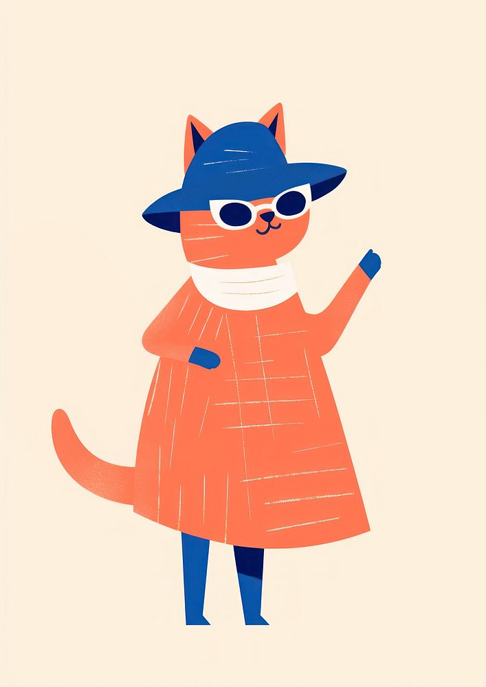 Orange cat cartoon blue hat. AI generated Image by rawpixel.