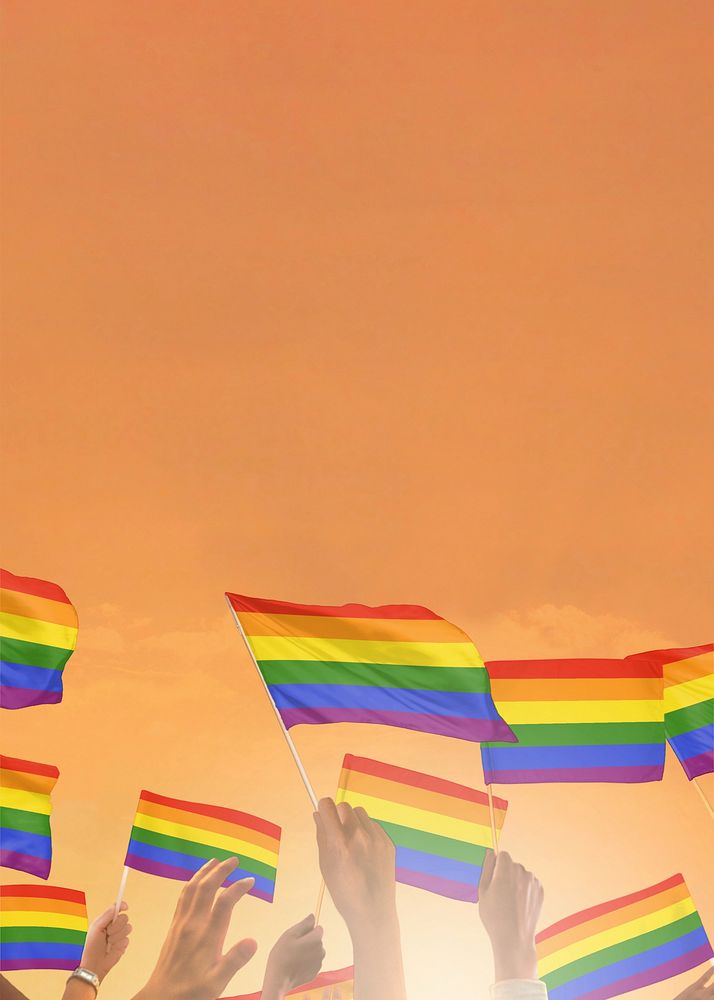 Pride LGBTQ flag orange background