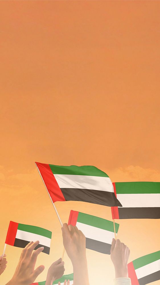 UAE flag orange background, Instagram story size