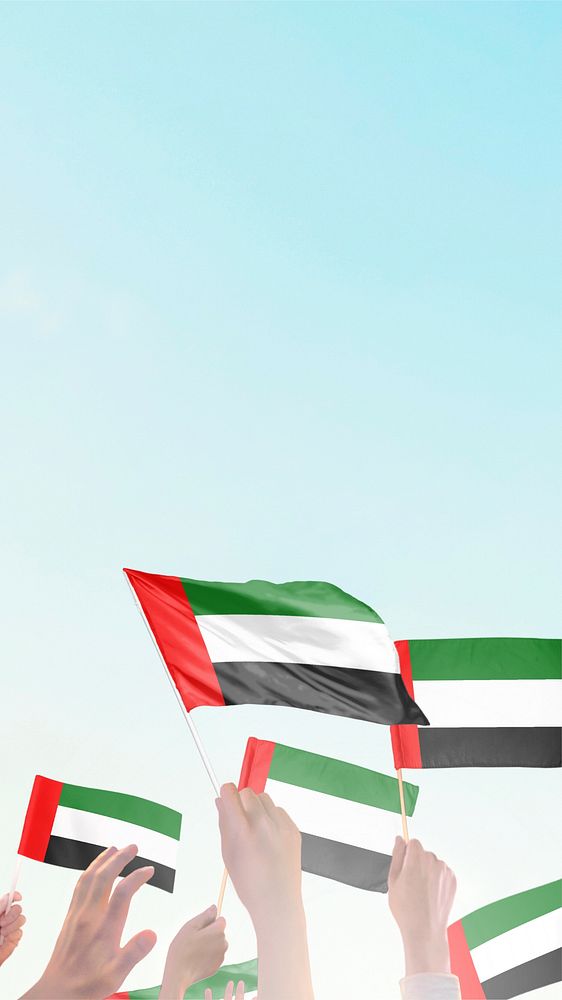 UAE flag blue background, Instagram story size