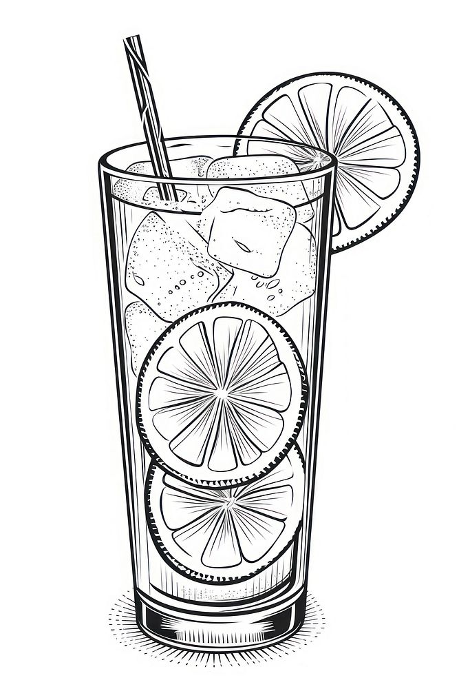 lemonade glass drawing sketch drink. | Premium Photo Illustration ...