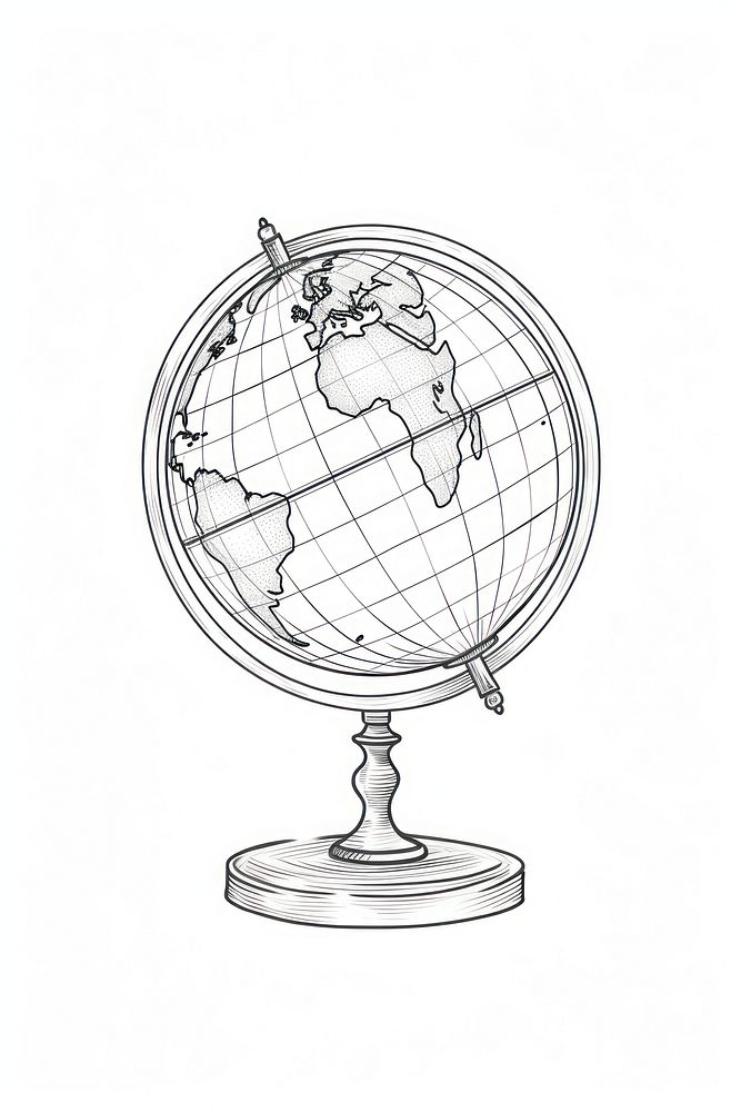 Vintage map globe drawing planet monochrome. AI generated Image by rawpixel.