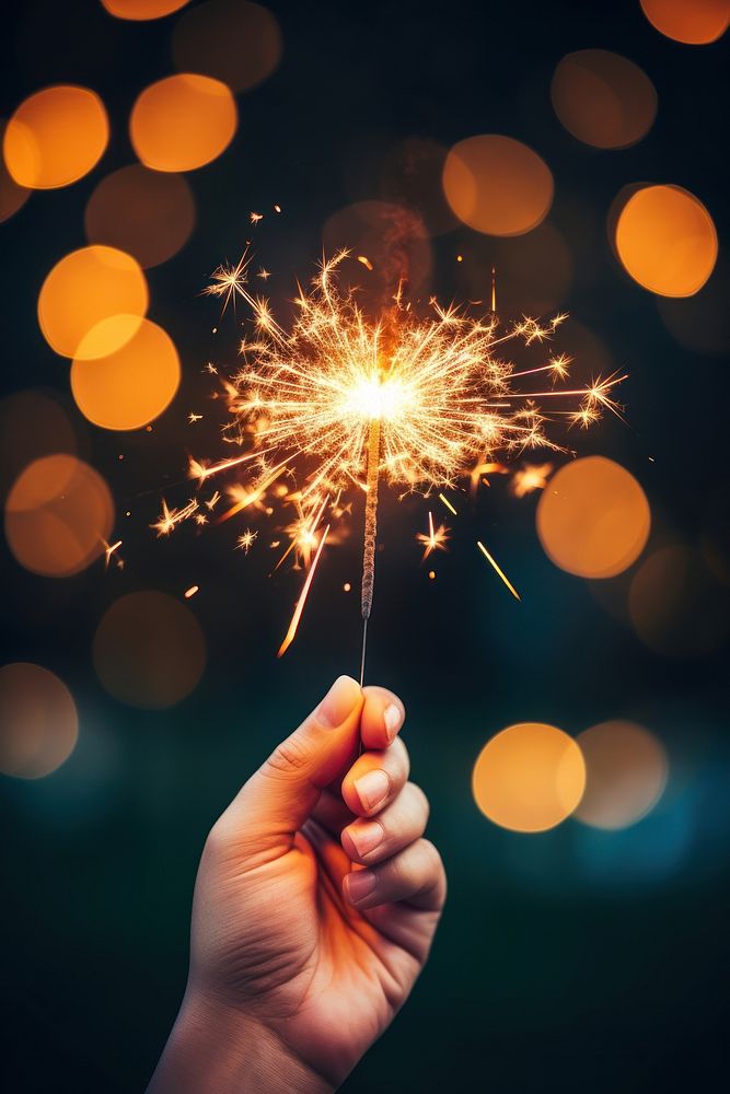 Sparkler fireworks hand outdoors. AI generated Image by rawpixel.