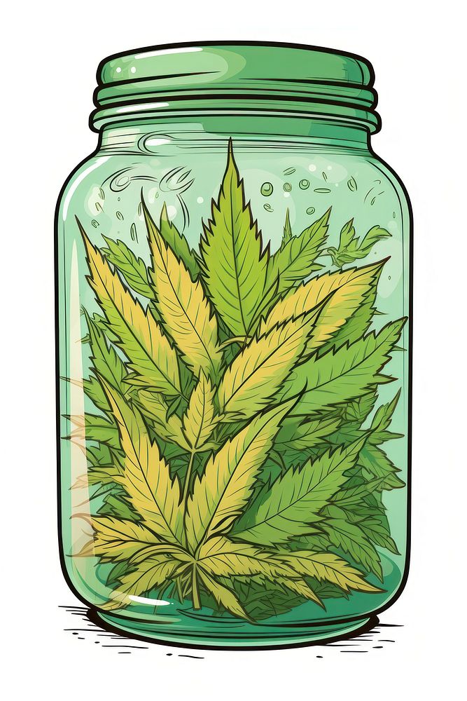 Cannabis jar plant leaf food. AI generated Image by rawpixel.