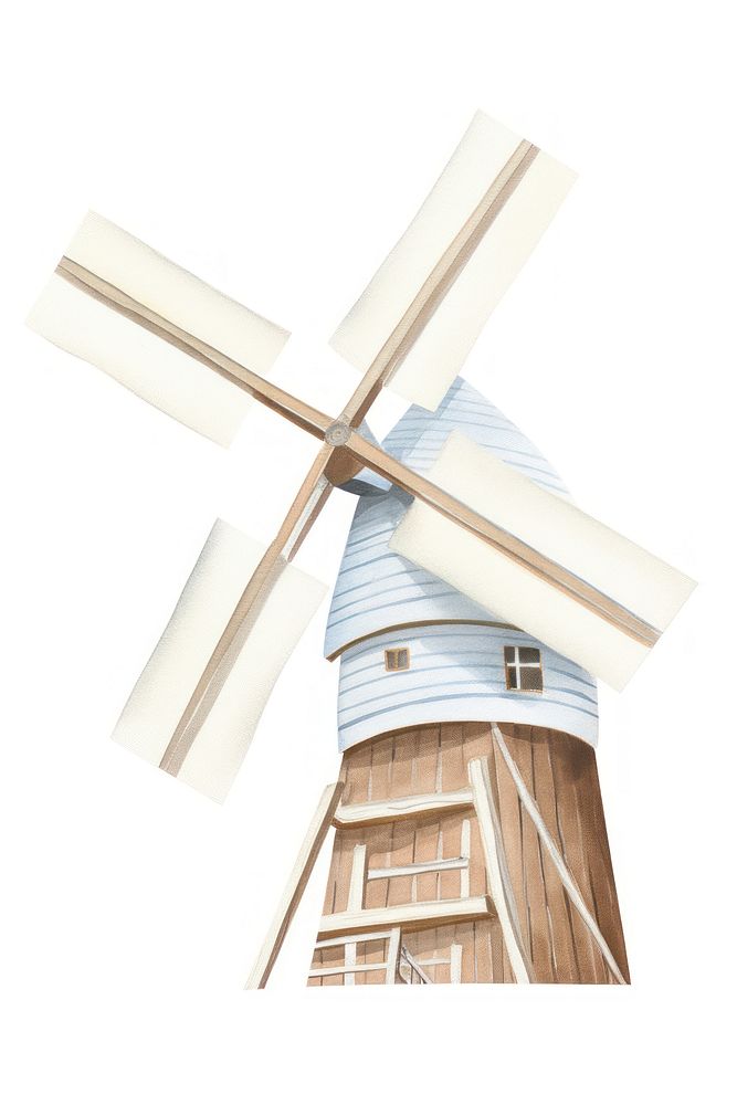 Windmill white background architecture carpenter. AI generated Image by rawpixel.