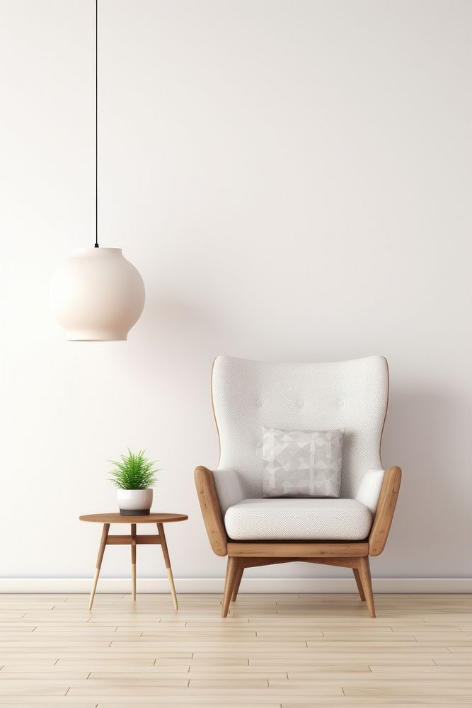 Armchair furniture lamp wood. AI generated Image by rawpixel.