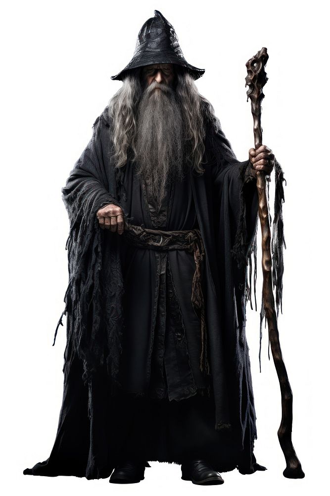 Dark Merlin Wizard costume adult white background. AI generated Image by rawpixel.