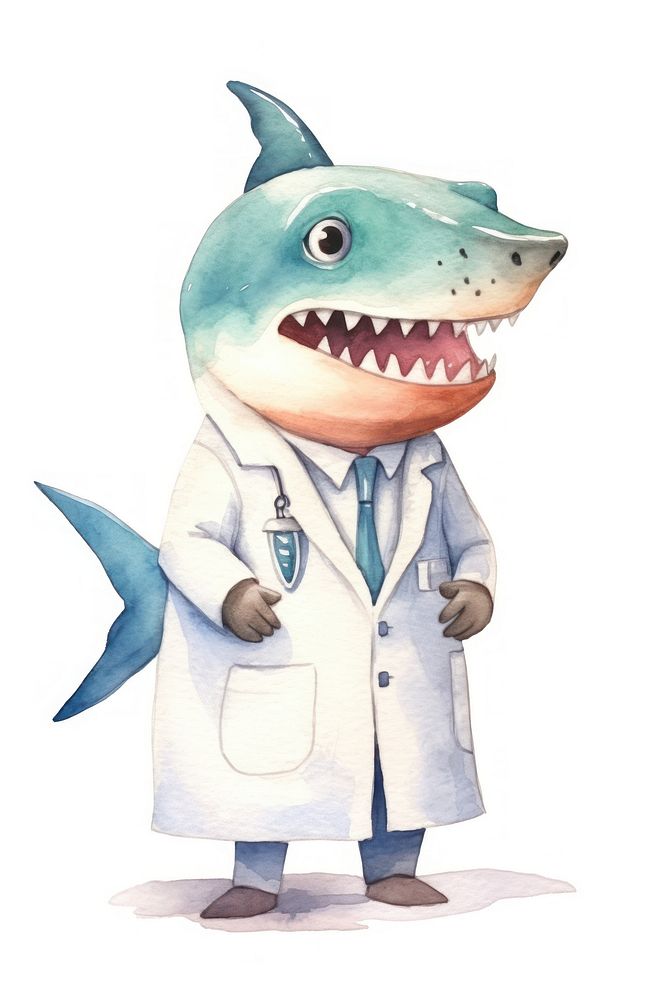 Shark Doctor animal cartoon doctor. AI generated Image by rawpixel.