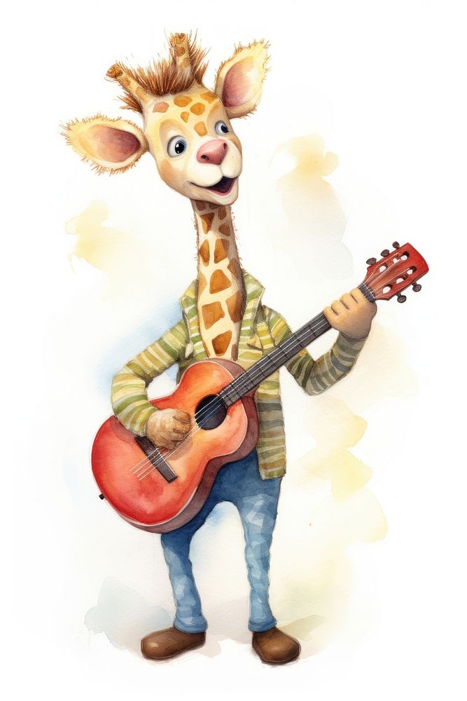 Giraffe play guitar musician representation performance. AI generated Image by rawpixel.