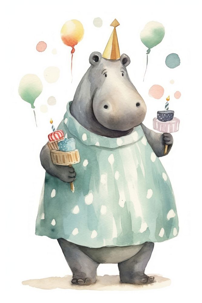 Hippopotamus singing dessert cute representation. AI generated Image by rawpixel.