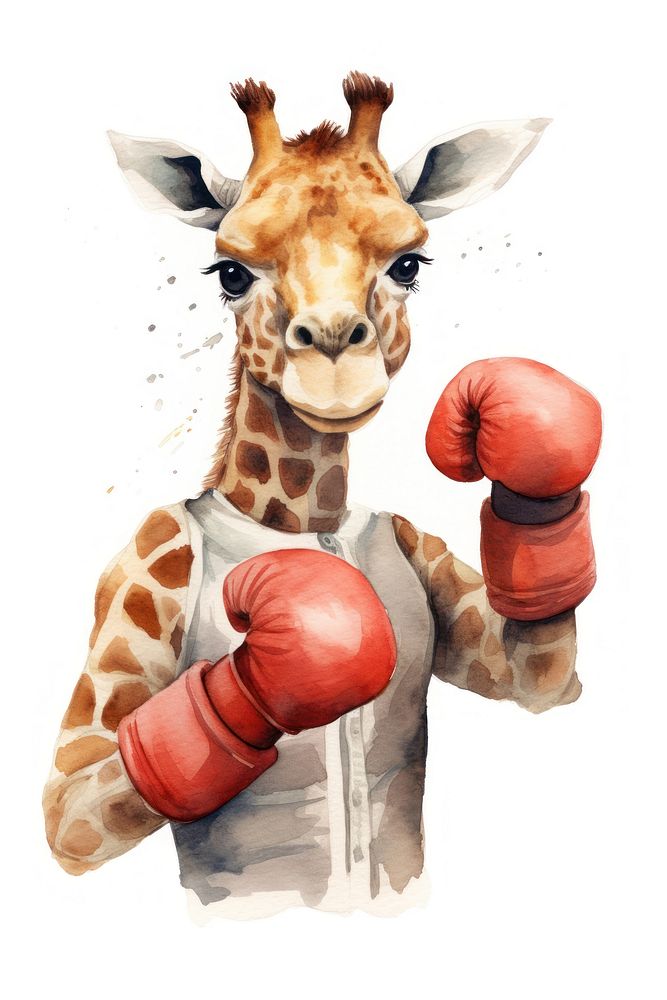 Giraffe animal mammal boxing. AI generated Image by rawpixel.