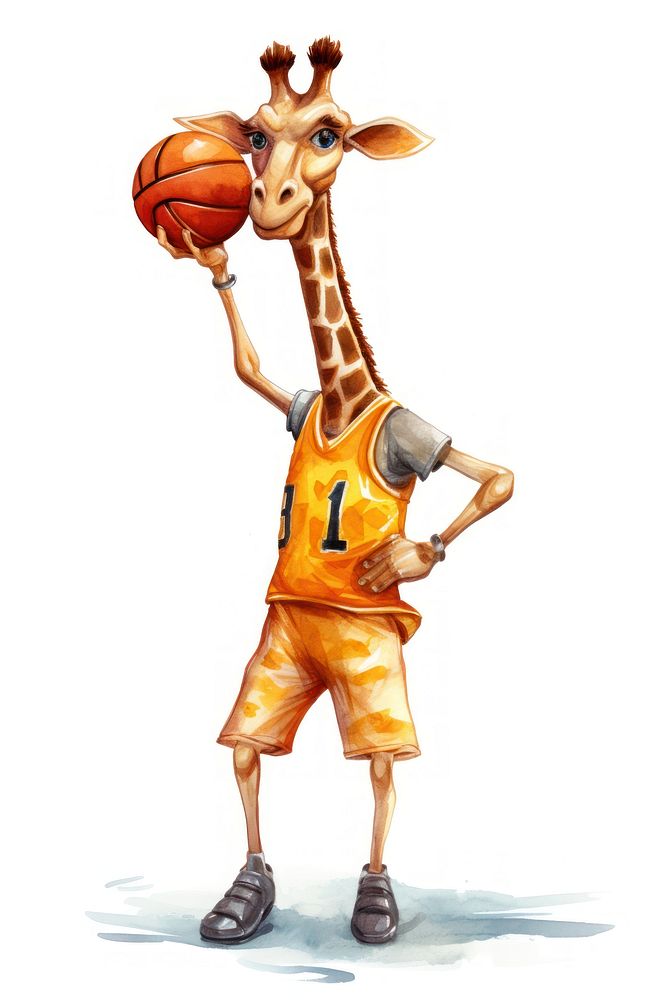 Giraffe basketball sports animal. AI generated Image by rawpixel.