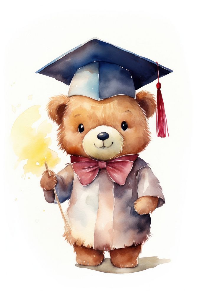 Bear graduation cute toy. AI generated Image by rawpixel.