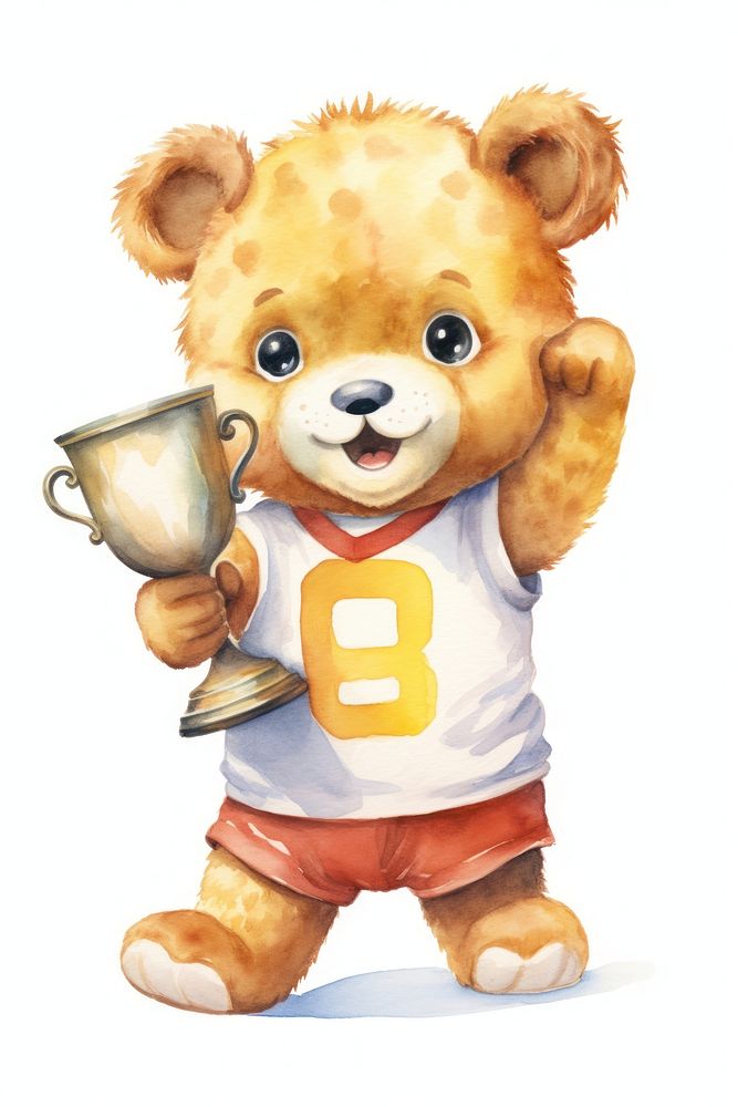 Bear holding trophy cute. AI generated Image by rawpixel.
