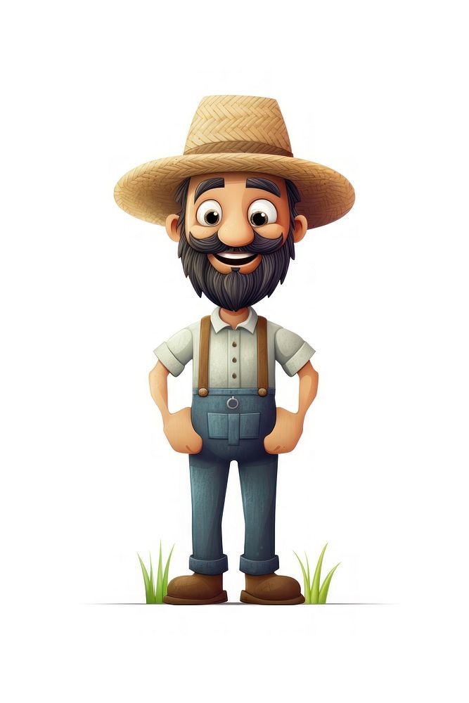Farmer cartoon men hat. AI generated Image by rawpixel.