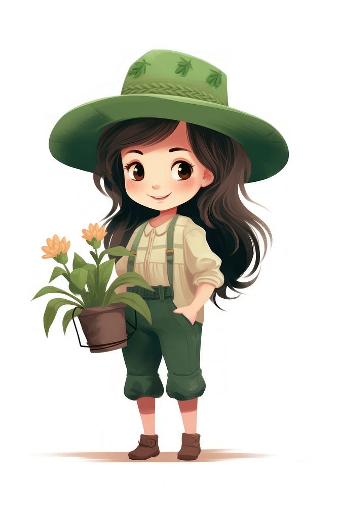Farmer holding flower cute. AI generated Image by rawpixel.