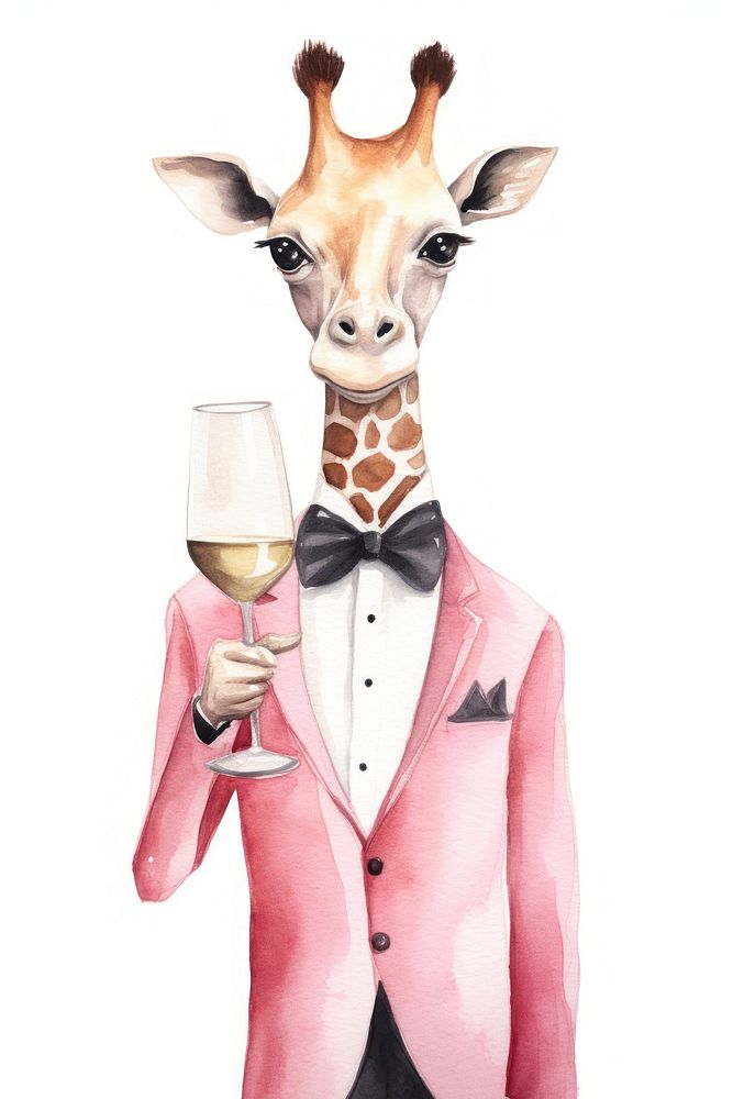 Giraffe animal champagne cartoon. AI generated Image by rawpixel.