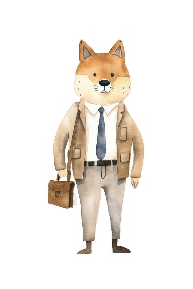 Dog business man cartoon animal white background. 