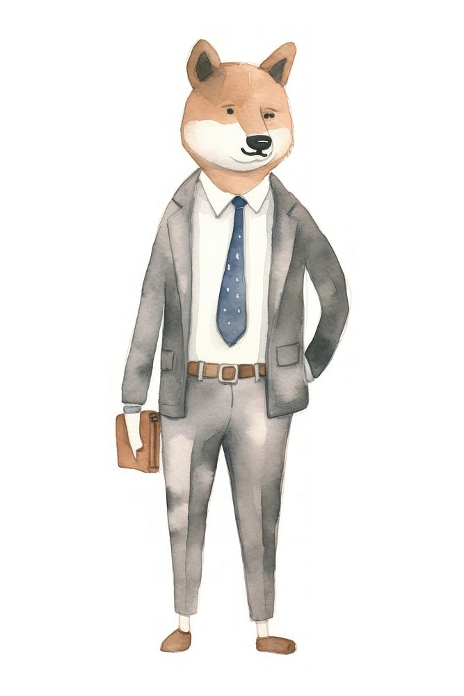 Dog business man cartoon white background accessories. AI generated Image by rawpixel.
