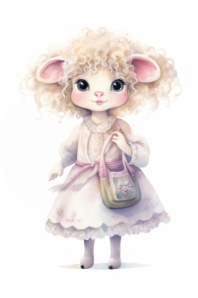 Sheep character beauty salon cartoon doll cute. AI generated Image by rawpixel.