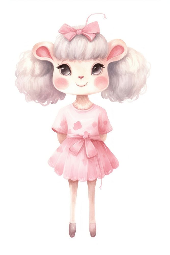 Sheep character beauty salon cartoon doll cute. AI generated Image by rawpixel.