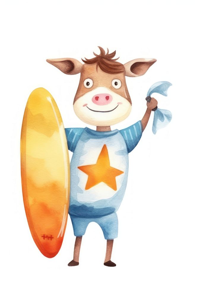 Cow cartoon animal white background. AI generated Image by rawpixel.